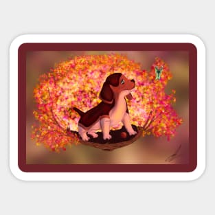 Autumn beagle Sticker